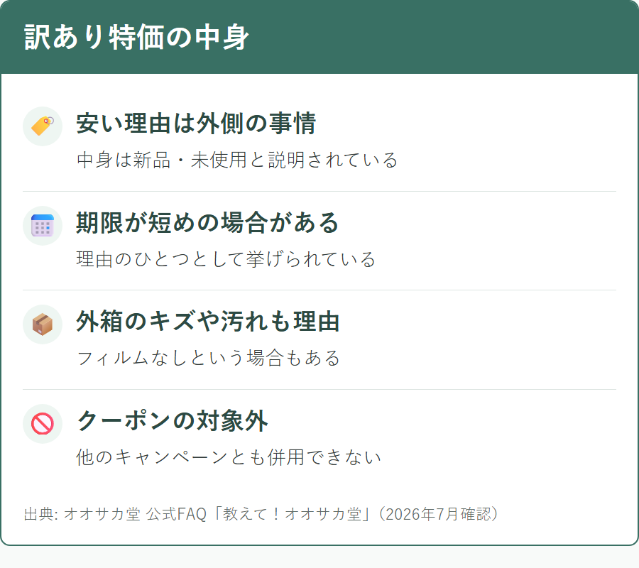 オオサカ堂の訳あり特価商品とはどういうものか