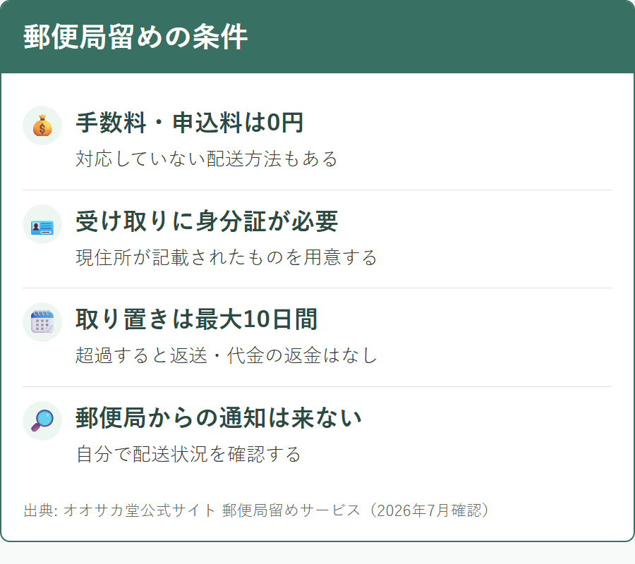 オオサカ堂で郵便局留めを利用するときの条件と手順