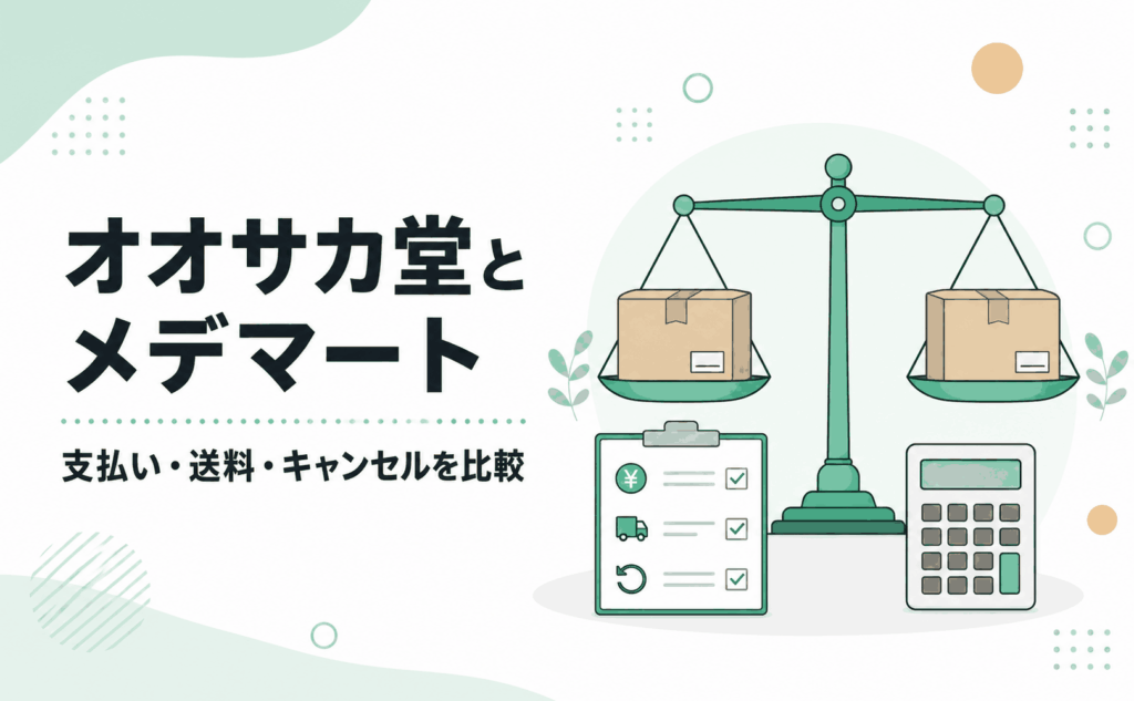 オオサカ堂とメデマートの支払い・送料・キャンセルの比較
